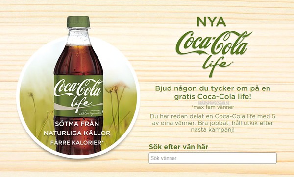 gratis coca cola life