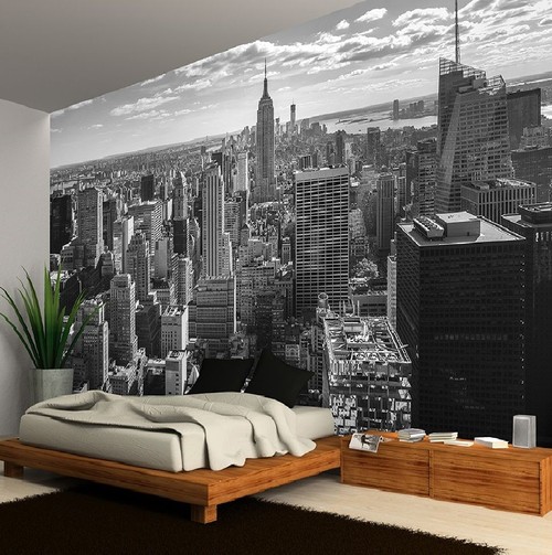 New york tapet svart vit sovrum Fototapet New York