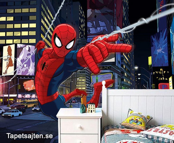 Marvel Tapet Spiderman Fototapet Barnrum Superhjältar Tapet Barntapet