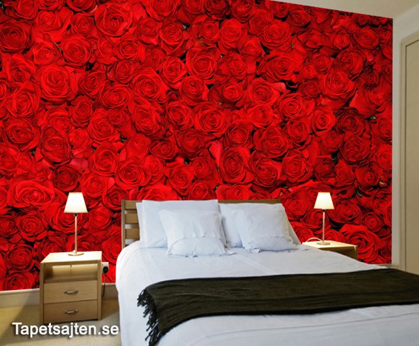Romantiska Tapeter i Sovrum Blommig tapet röd ros fototapet röda rosor blommor tapet romantisk