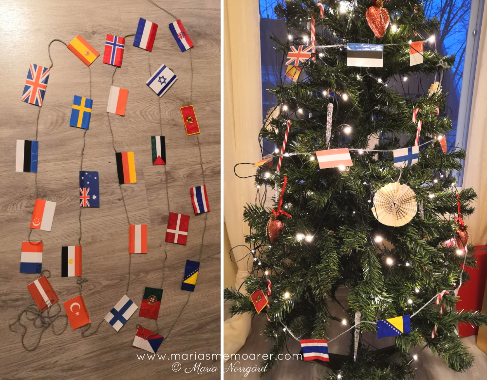 julpynt för resenörden - julgransgirland med flaggor / travel nerd christmas ornaments - flags for the christmas tree