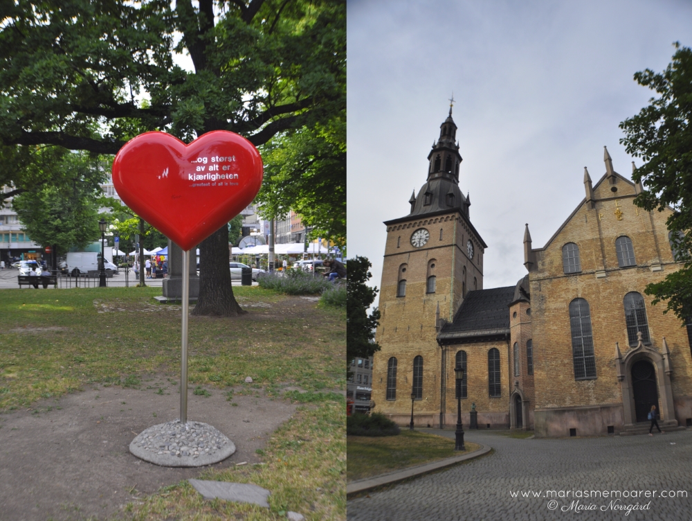 Oslo Domkirke och minnesmonument från Breiviks terrordåd