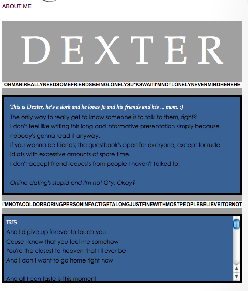 -Dexter's presentation on stardoll, put together using HTML codes. 