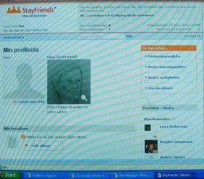Fotograferat av bildskärmen dp sidan från stayFriends visades, eget foto 2010