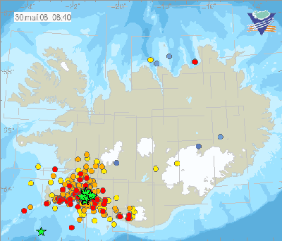 Jordbävningarna som har vart på island de senaste 48 timmarna..