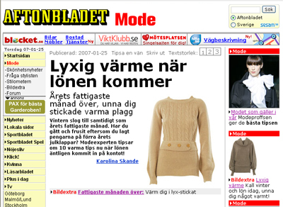 Hotspot tipsar om värmande plagg på Aftonbladet