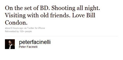 Peter Facinelli twittar från inspelningen av BD