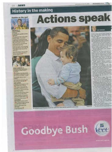 Veet gör bra reklam efter att Barack Obama blev president. Titeln Goodbye bush.