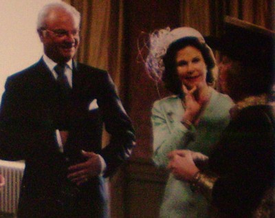 Kung Carl Gustaf, Drottning Silvia och Drottning Beatrix strax före lunchen.