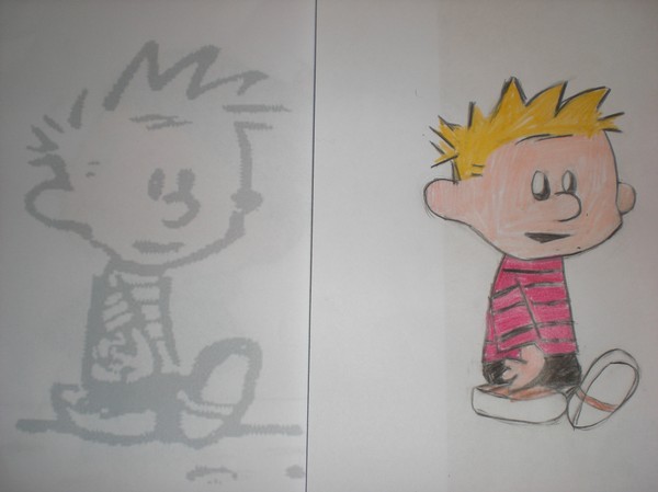 Kalle och Hobbe teckning
