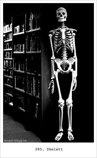 Skelett i sjukhusbibliotek