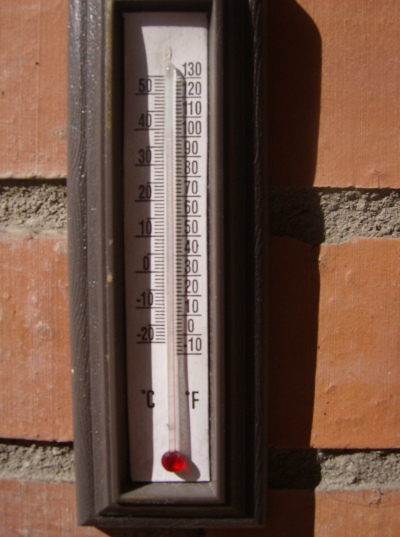 Termometern visar 40 grader 15 April 2007