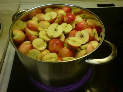 Äpplen färdiga att ångas en stund