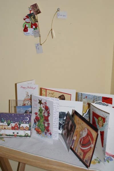 Mitt lilla julbord, Evelinas julklapp och mammas lilla jilang med fina ord på baksidorna av korten!
